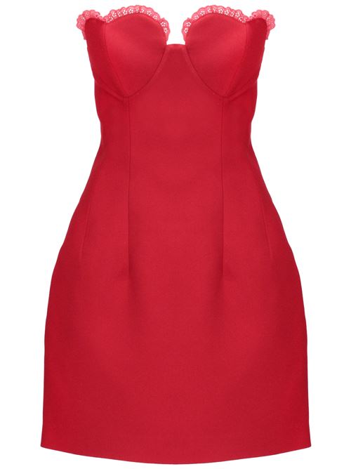 Abito in tessuto intrecciato rosso cremisi, collo a cuore, NEW ARRIVALS | NA01LN0300BCREPE RED